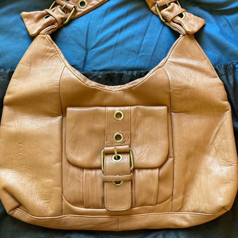 Genuine leather Adrienne Vittadini bag- camel colored